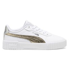 PUMA Carina 2.0 Metallic Shine Lace Up Womens White Sneakers Casual Shoes 39509