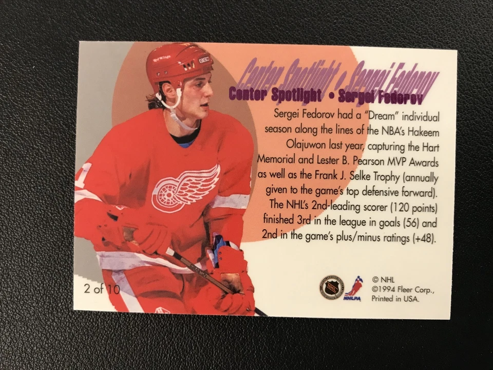 1994-95 Flair #2 Sergei Fedorov Center Spotlight Detroit Red Wings - Image 2 of 2