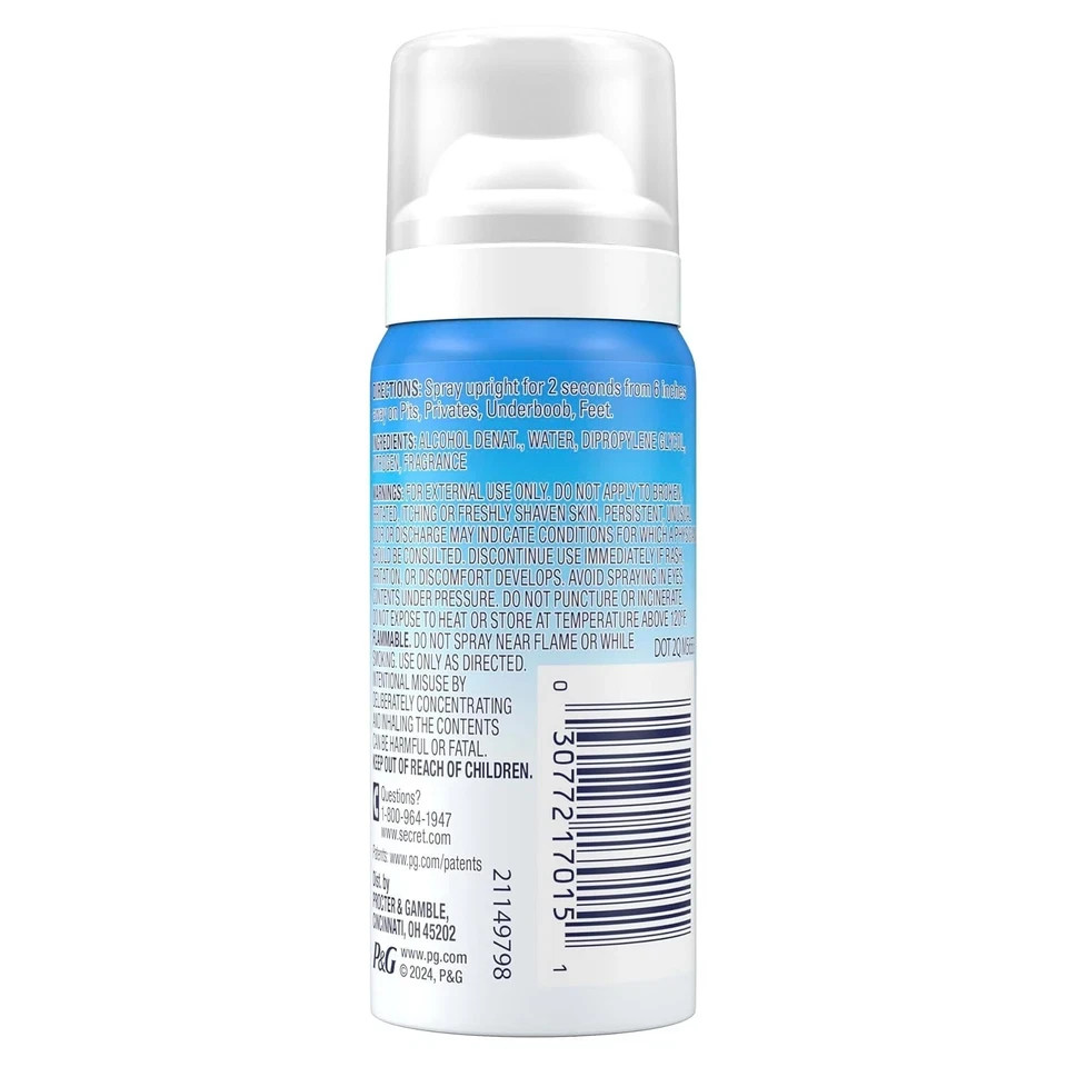 Secret Whole Body Deodorant Spray for Women, Travel Size, 1 Fl Oz (Pack of 1)