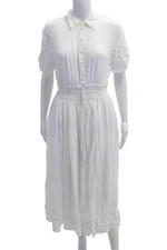 J Crew Women Shirt Dress Collared Short Sleeve White Polyester Size 8