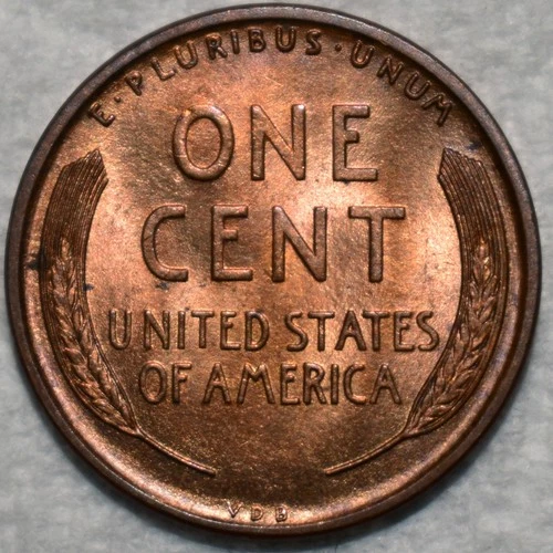 Brilliant Uncirculated 1909-P VDB Lincoln Cent, Frosty & Predominantly Red.