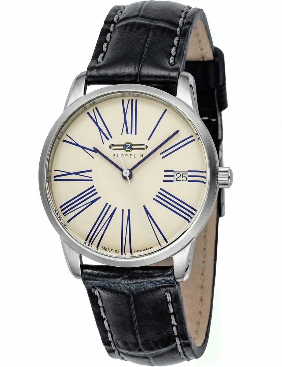 Zeppelin LZ130 Orologio Uomo Automatico 7668-5 - Doppio Fuso Orario, Cassa 42mm, Cinturino In Pelle Vitello Marrone, Quadrante Beige, 50m WR