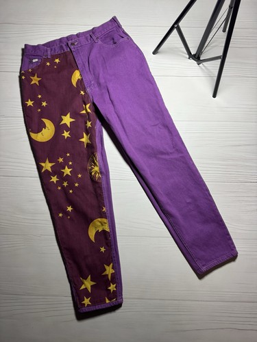 Vintage Custom Jeans Lee Celestial Sun Moon Stars Split