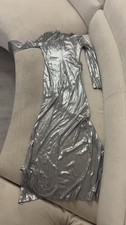 Silver sheik SHEIN cocktail party dress long sleeve size xs w never been used 