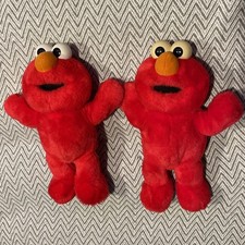 Pair Vtg 2000 Fisher Price Sesame Street Tickle Me Elmo surprise Plush Toy Works