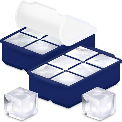 Large Silicone Ice Cube Tray (2-Pack), Easy Release 2'' Big Ice Cubes - Cocktail,