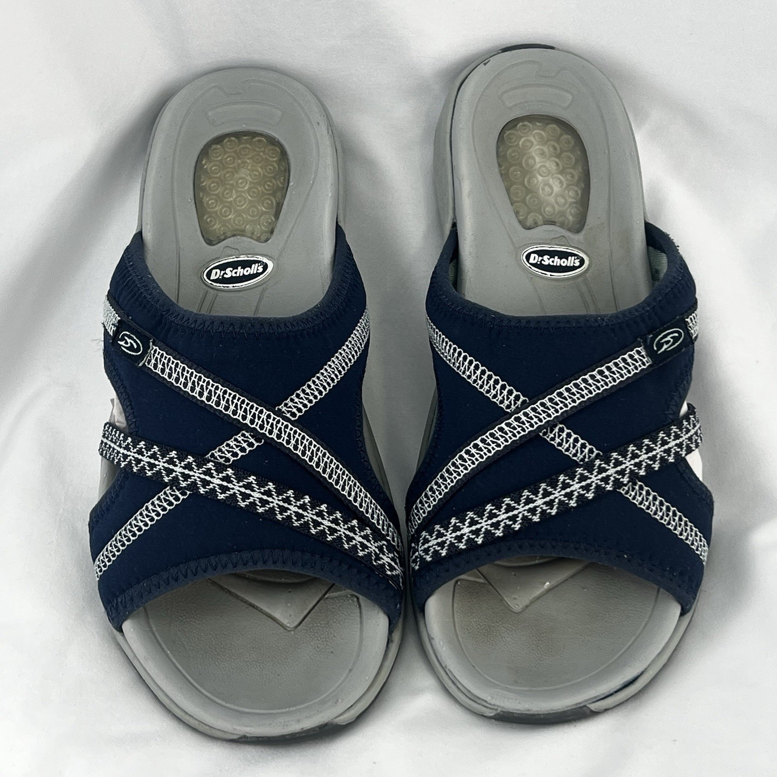Dr. Scholl’s Slide Sandals Women’s Size 7 Navy Comfort Gel Slip On Sandals