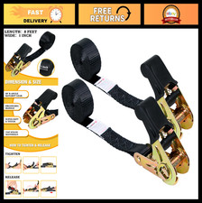 Heavy Duty Ratchet Tie Down Straps 2 Pack - 1 X 8 Securing Cargo Ropes For Tra Heavy Duty Ratchet Tie Down Straps 2 Pack - 1 X 8 Securing Cargo Ropes For Tra