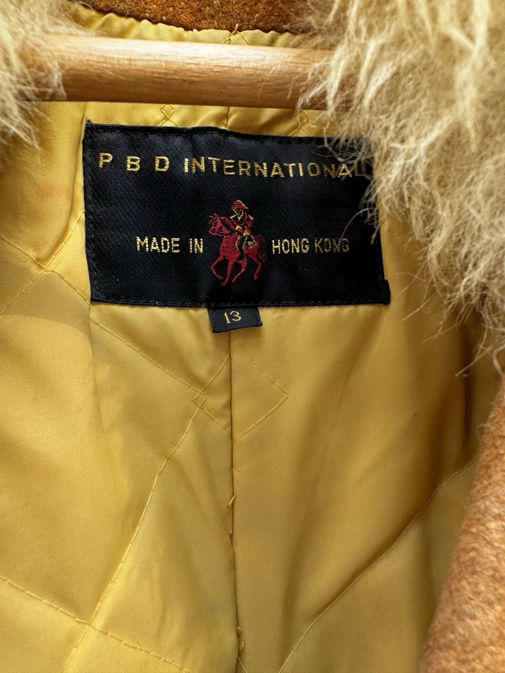 Chaqueta de piel vintage de gamuza PBD International Penny Lane años 70 talla 13 Foto 3 de 4