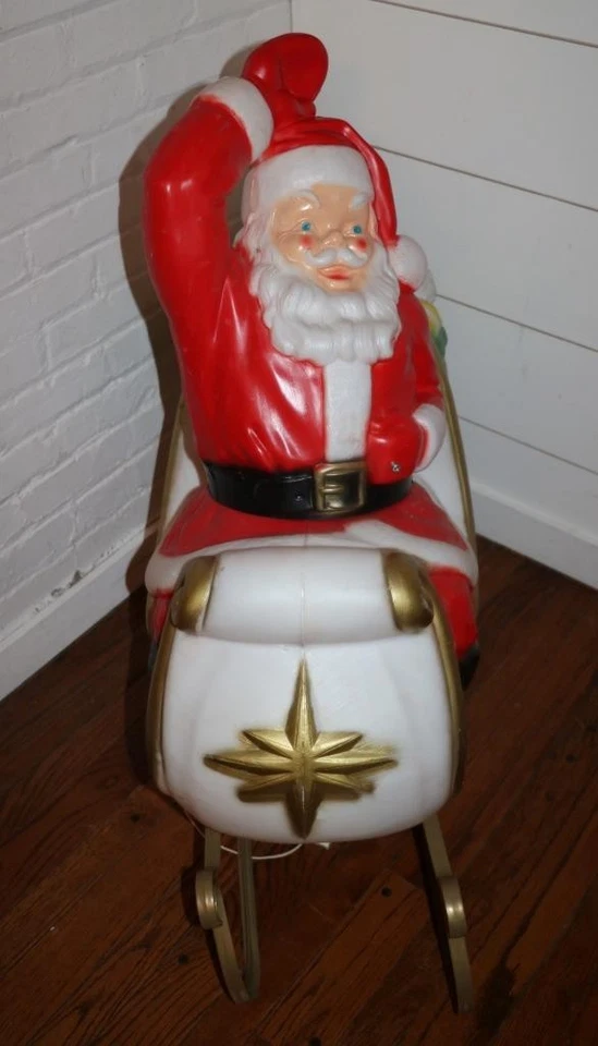 Vintage Empire Santa Claus Sleigh Blowmold 3 Reindeer RARE HTF FREE SHIPPING! - Image 3 of 4