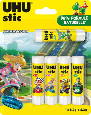 UHU Stic Mario Kart Klebestifte Ohne Lösungsmittel, Weiß, Mario Kart, 4+1 Sticks