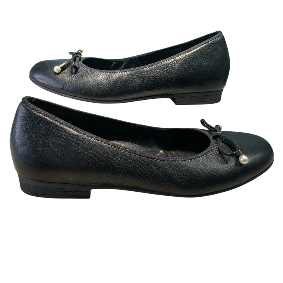 Ana Ballet Flat Black Leather Travel Comfort Work Shoe Slip On Women's Size 6.5 - Image 3 of 4