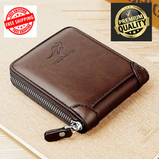 Men's RFID Blocking Waterproof Leather Wallet Credit Card ID Holder Zipper Purse