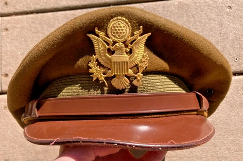 US Early WW2 Army Military Officer Visor Cap Hat Size 7
