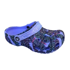 NWT Crocs Classic Clogs Big Kids Size J2 Shoes Sandals Butterfly Purple Glitter