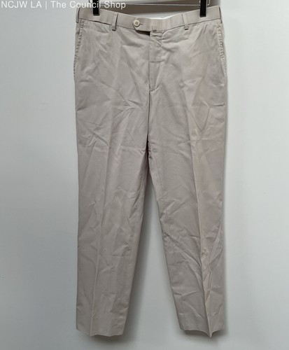 Isaia Napoli Men's Light Khaki Cotton Trousers Size 48 Made in Italy