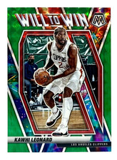 2020-21 Panini Mosaic Will to Win Green Prizm Kawhi Leonard Los Angeles Clippers
