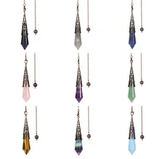 Natural Gemstone Crystal 12 Facted Therapy Healing Divination Point Pendulum 3"