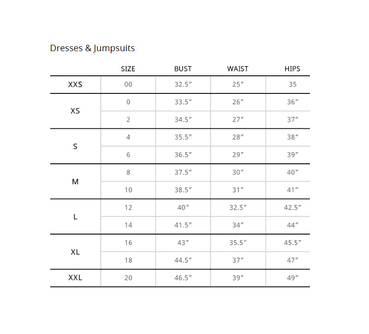 dkny dress size chart