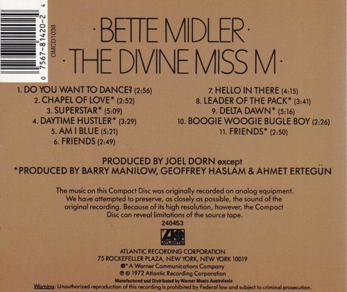 BETTE MIDLER - The Divine Miss M CD  New   SirH70 - Picture 2 of 2