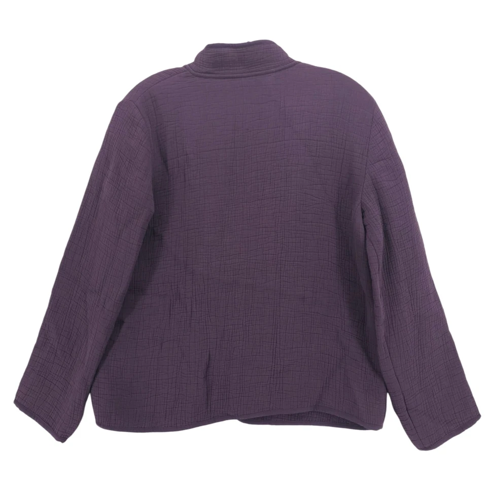 EILEEN FISHER Purple Textured Open Front Jacket Rayon Silk Blend Size XS - Image 3 of 4