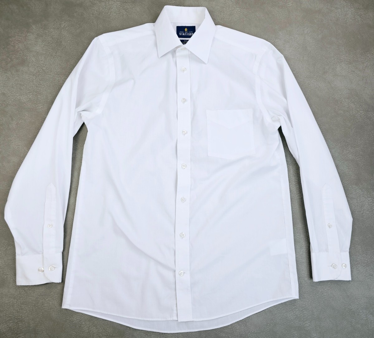 stafford white dress shirts Regular Travel Oxford Mens Button Down Collar Long Sleeve Wrinkle Free Stretch Shirt (White, 15/32-33) : Clothing, Shoes & Jewelry 1 Chest Slip Pocket(s)Sleeve Length Proper Cloth Stafford Shirts Stafford