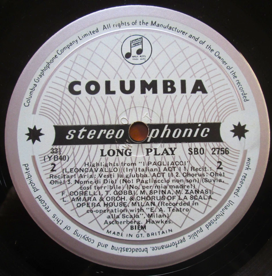 SBO 2756 I Pagliacci Highlights 10" Columbia 1st B/S Amara Corelli Matacic ED1 - Image 4 of 4