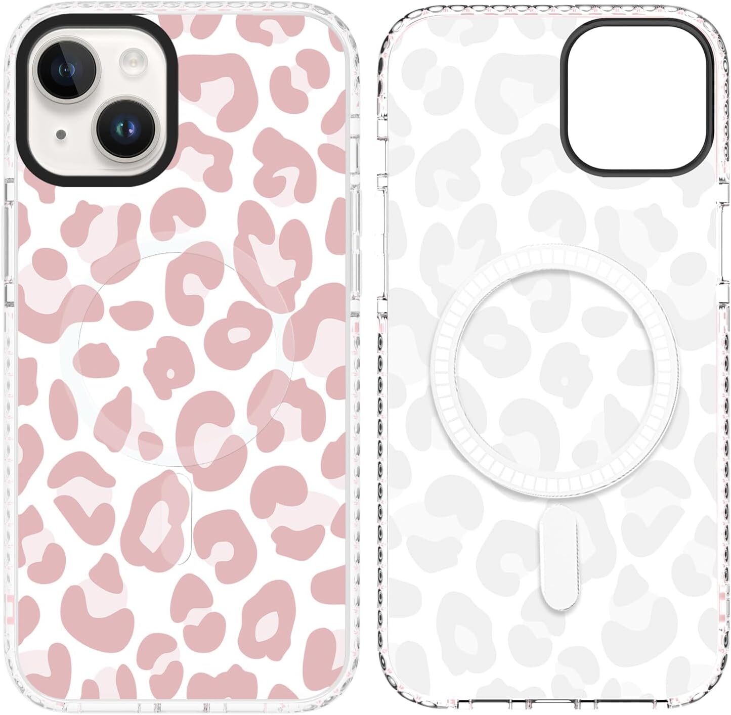 Magnetic for iPhone 13 Case [Compatible with MagSafe] Light Pink Leopard Print P