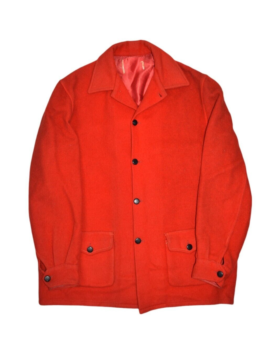 Vintage Hudson Bay Jacket Mens L Red Wool Point Blanket Chore Car