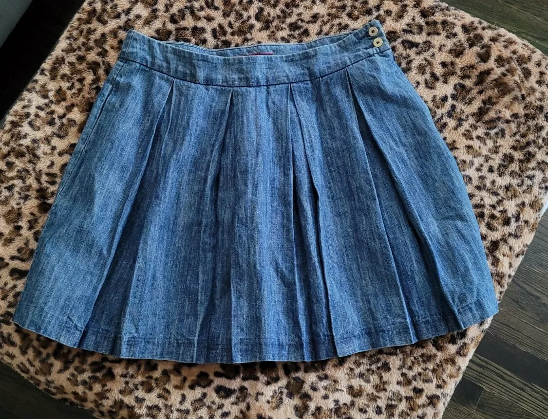 Pleated denim skirt clearance ebay