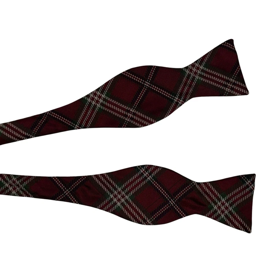 Pajarita ajustable Brooks Brothers 346 pura seda roja verde azul marino a cuadros Foto 2 de 4