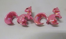 Vintage Pair Pink Pearlescent Squirrel Lapel Pins Brooch Very Cute