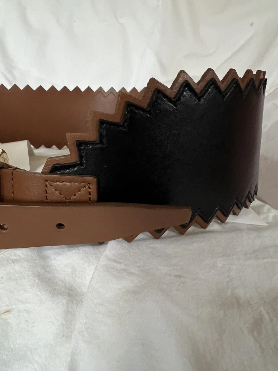 Salvatore Ferragamo Zig Zag Black & Brown Leather Belt NWT  display picture 2
