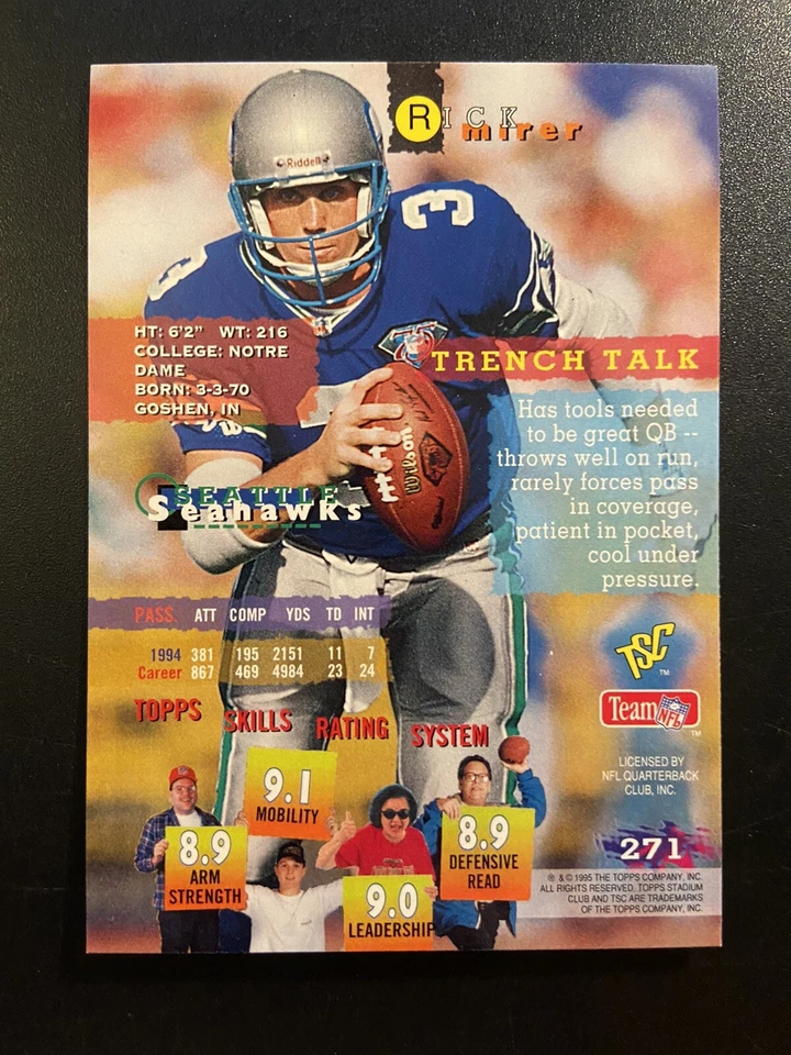 1995 Stadium Club Extreme Rick Mirer #271 Seahawks - Image 2 of 2
