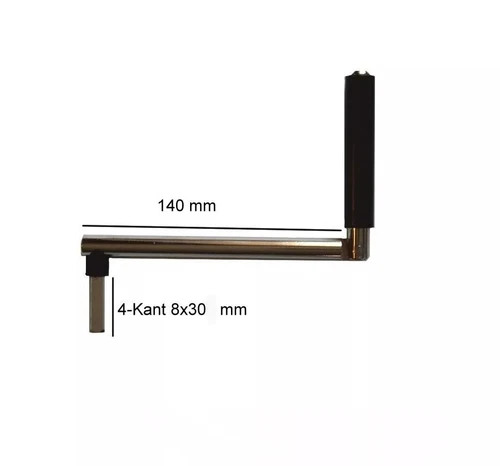 Crank for crank winder winch, hand crank, articulated crank 4-sided 8 mm roller shutter