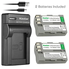 Kastar 2 Battery + Charger for Nikon ENEL3e 25334 D100 D200 D300 D50 D70 D80 D90