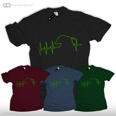 Jäger T-Shirt Geschenk Herzschlag Wild EKG Jagd Fun Revier Keiler