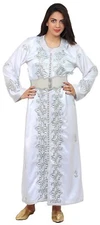 Moroccan Caftan Women Handmade Embroidery One size fits SMALL To LARGE Free Belt