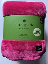 Kate Spade Full Queen DARK PINK Oversized Fleece Plush Blanket Throw NWT