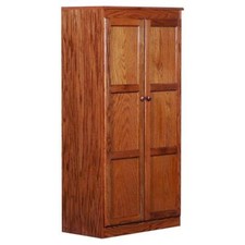 Pemberly Row Traditional 60" Wood Storage Cabinet with 4-Shelves in Dry Oak