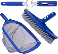 Pool Skimmer Net & Pool Brush Head with 50'' Aluminum Pool Pole
