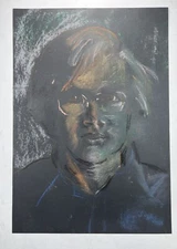 Vtg Pastel Portrait Drawing 17x12” Unsigned Reverse Image Art Sketch Circa 1981