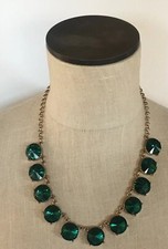 NNT Womens Gold tone Costume Emerald-Green Rhinestone Necklace Jewlery Formal