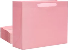 QIELSER 12 pcs Kraft Gift Bags Bulk Extra Large(16"x6"x12"), Pink-12-H-XL 