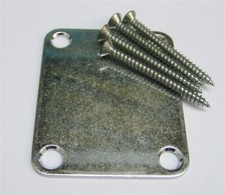 NEW - Gotoh 4-Hole Steel Neckplate For Guitar Or Bass - AGED CHROME
