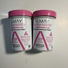 2 Pack Almay Biodegradable Oil Free Micellar Eye Makeup Remover Pads 120 ct. Ea