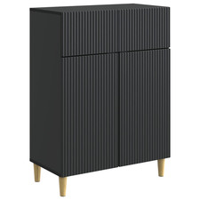 Buffet noir 66x34,5x90 cm bois d'ingénierie 1 tiroir 2 portes rangement vintage !