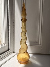 Vintage Empoli Amber Depose Snake Skin Genie Bottle Decanter 43cm