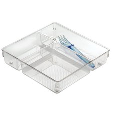 InterDesign 53530 Plastic 3-Compartment Drawer Organizer 2 H x 9 W x 9 D in.