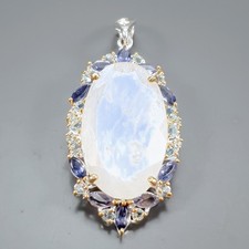 Jewellery 38 ct+ Natural Moonstone Pendant 925 Sterling Silver /NP55007
